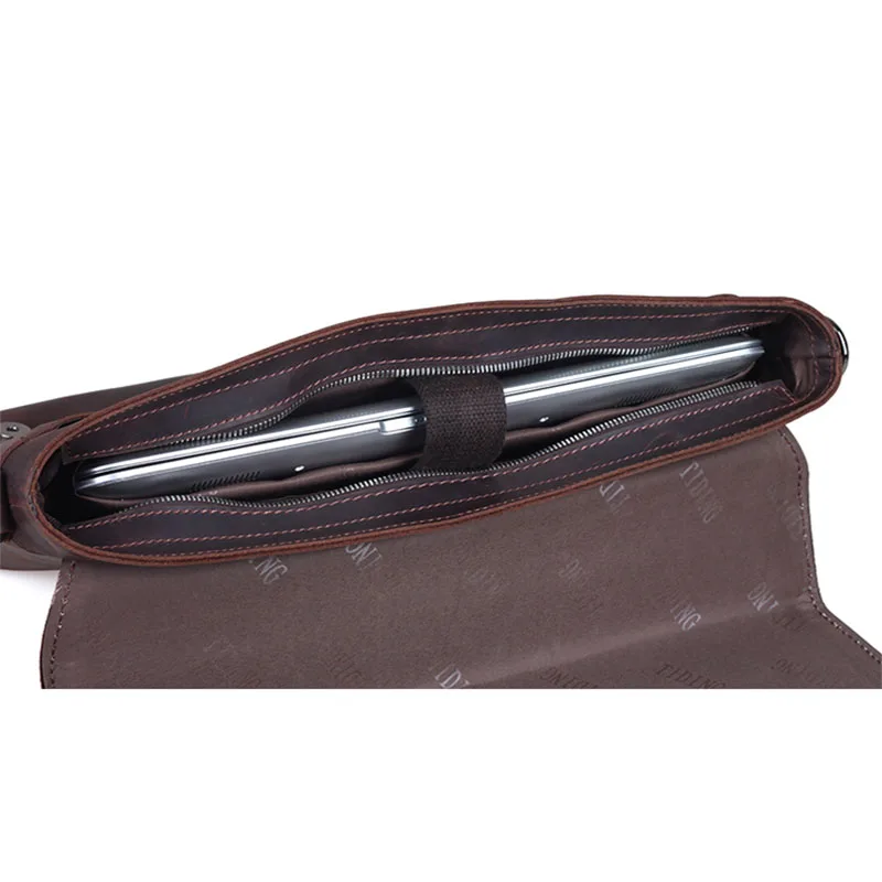 Tiding Full Grain Crazy Horse Cow Leather Soft Briefcase Business Bags Laptop Messenger Bag