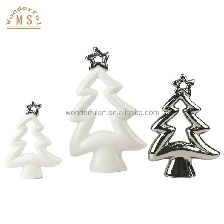 Oem ceramic Christmas Trees decoration porcelain desk ornament
