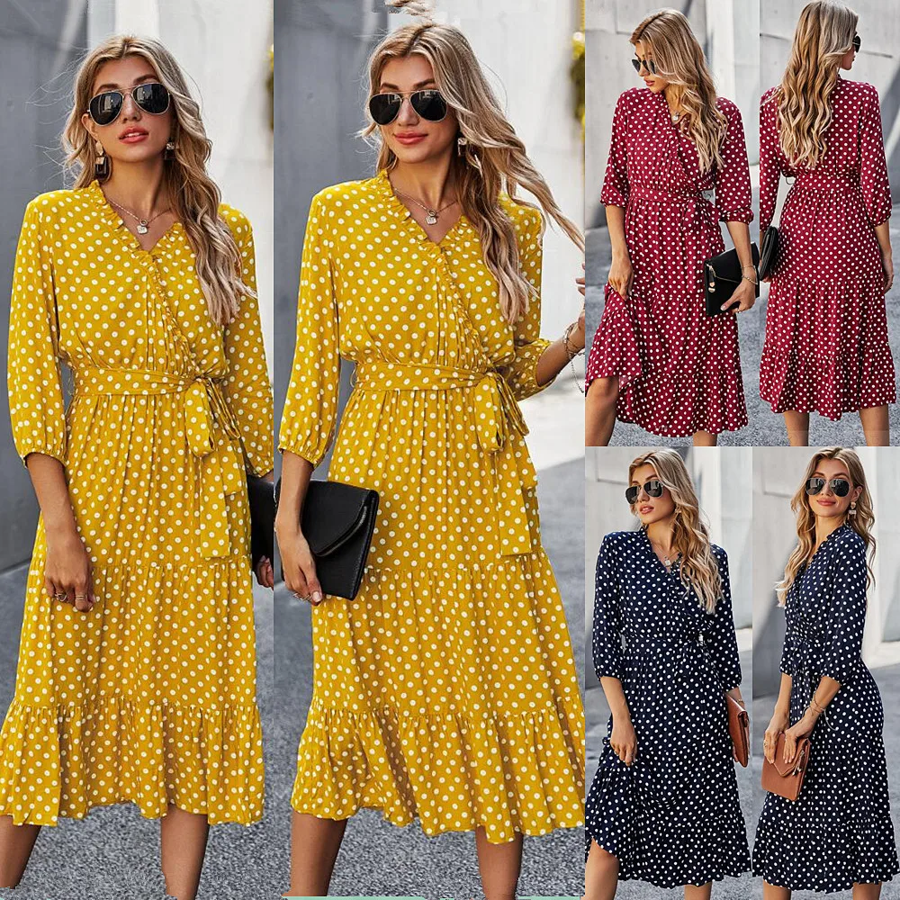 womens yellow polka dot dress