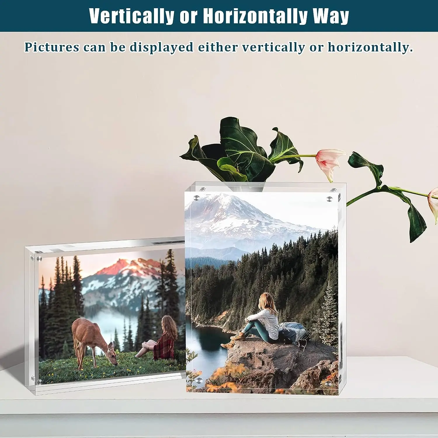 Upgraded Version 2 Side Acrylic Photo Frame Clear 11x17 8.5x11