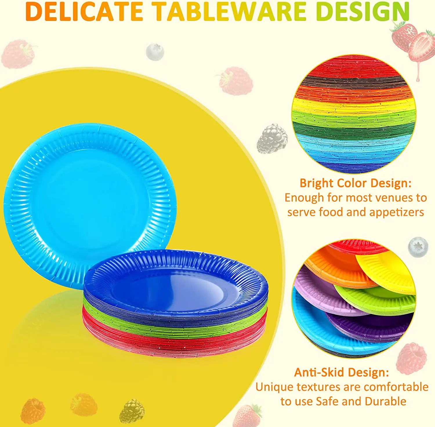2025 Hot Sale Disposable Solid Color Paper Plate Birthday Party Colored  Paper Plates