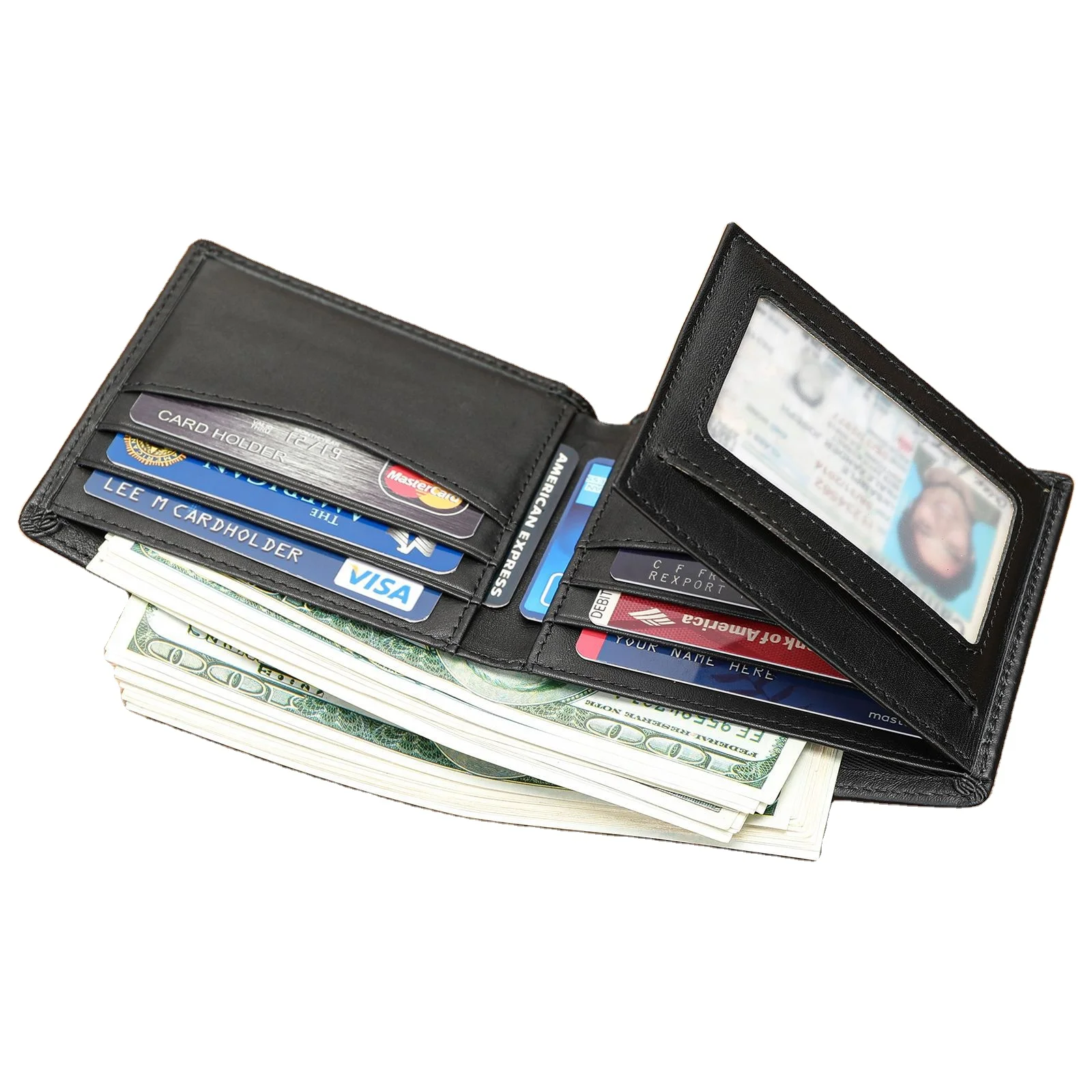 2024 Retro luxury Genuine Leather Men Short Money Clips Wallet ID Windows Card Holder Wallet