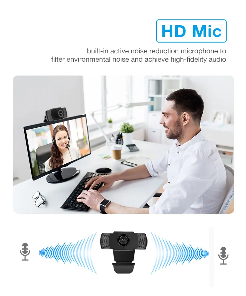 Wansview Webcam con Microfono 1080P HD Webcam PC con USB Plug and Play WEB 