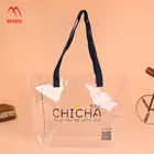 Clear PVC Bag Women SD Bags Transparent Fashion Zhejiang Accept Customized No Printing 0.3-0.5mm Logo 250pcs/ctn Handle 40X36X10