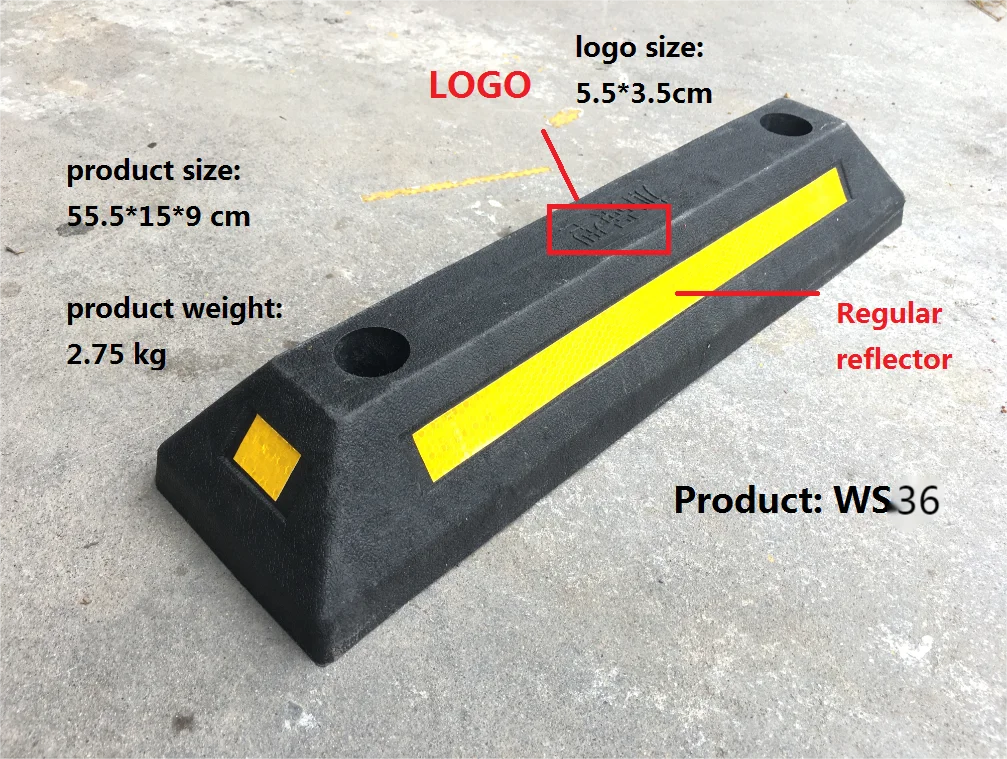 WS36 Cheap Factory Rubber Wheel Stops Parking Curbs for Parking supplier