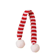 Christmas Knitted Dog Scarf with Synthetic Small Pompom Decoration Toy
