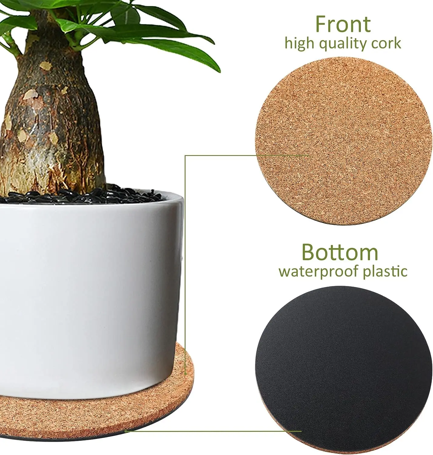 4/6/8/10 Inch Cork Plant Mats,Cork Plant Coasters For Indoor Plants And