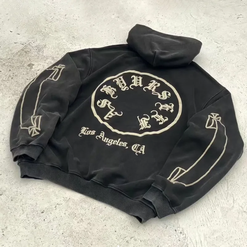 Customized Drawstrings Pullover Hoodies Printing Heavyweight Acid Wash Custom logo Hoodie for Men