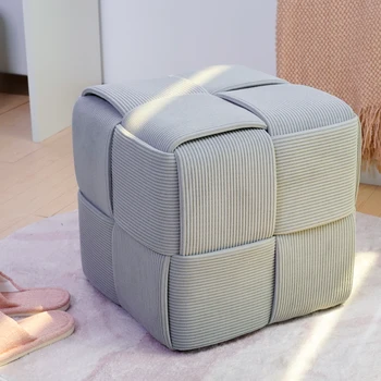 Modern Nordic Wick Strip Ottoman Footrest Luxury Stool Seat Footstool