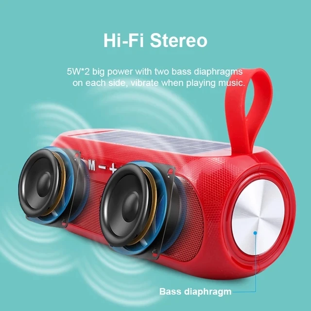 TG182 Portable Column Portable Column WirelessBluetooth Bass Stereo Box Waterproof Outdoor Solar Charging Bluetooth Speakers - ANKUX.COM