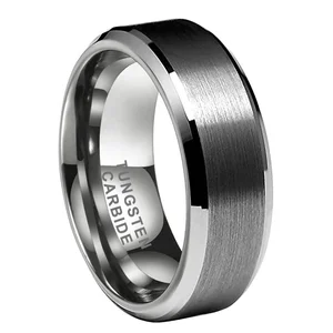 Coolstyle Jewelry 8mm Wholesale Dropshipping Double Beveled Tungsten Finger Ring for Men Women Fashion Engagement Wedding Band