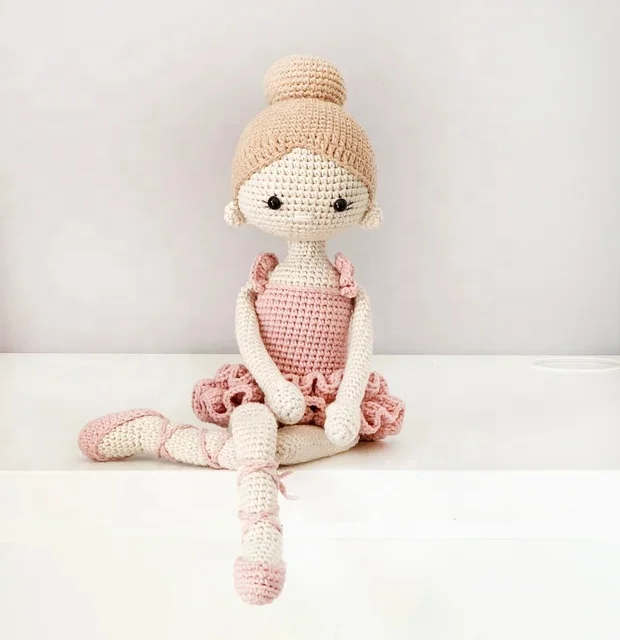 Venta al por mayor de 100% hecho a mano de Crochet de hilo de algodón chica  muñecas juguetes de bebé de punto regalos de juguete de Amigurumi