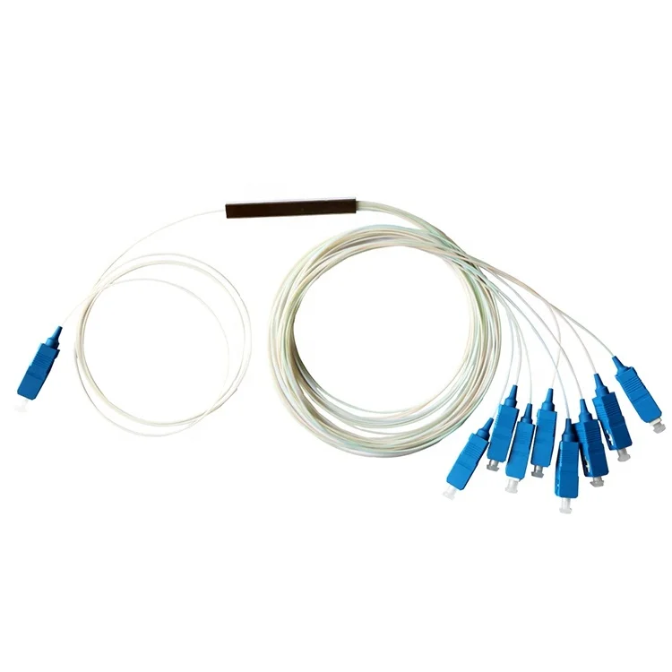 PLC Steel Tube Type FTTH Fiber Optical Splitters 1x8 1x4 1x2 Splitter Ratio PLC Splitter