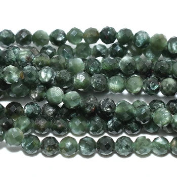 Natural Seraphinite Faceted Round Beads 3mm For Jewelry Making