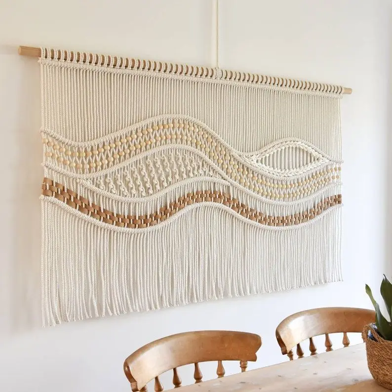 大きな染色ウール毛織りボヘミアンマクラメ手織り装飾高級壁掛け