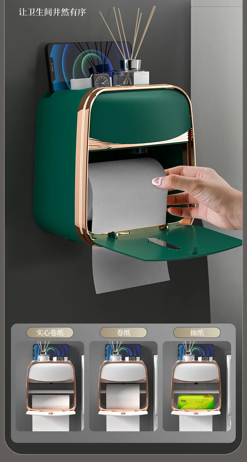 Plastic Wall Mounted Selfadhesive Corner Toilet Paper Holder In