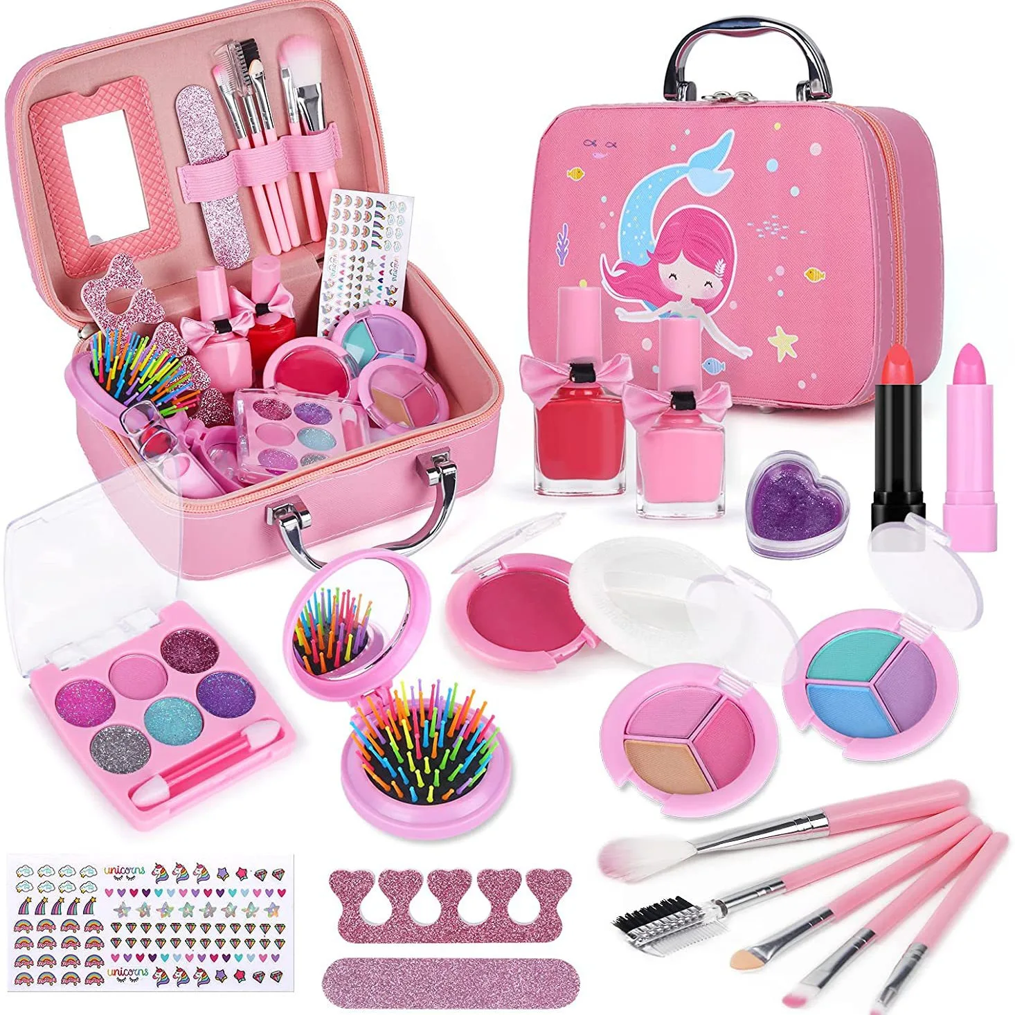 Pretend Play Beauty Children Cosmetic Bag Make up Set Lipstick