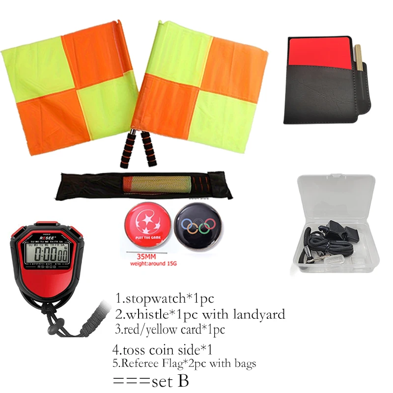 A101 Sports Kits Soccer Referee Card Set Red Card Yellow Card with High Quality Referee Whistles Flags Set