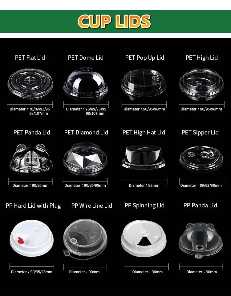 Hot Disposable Bubble Tea Milk Tea Coffee Cup Cover Transparent Pp Hard ...