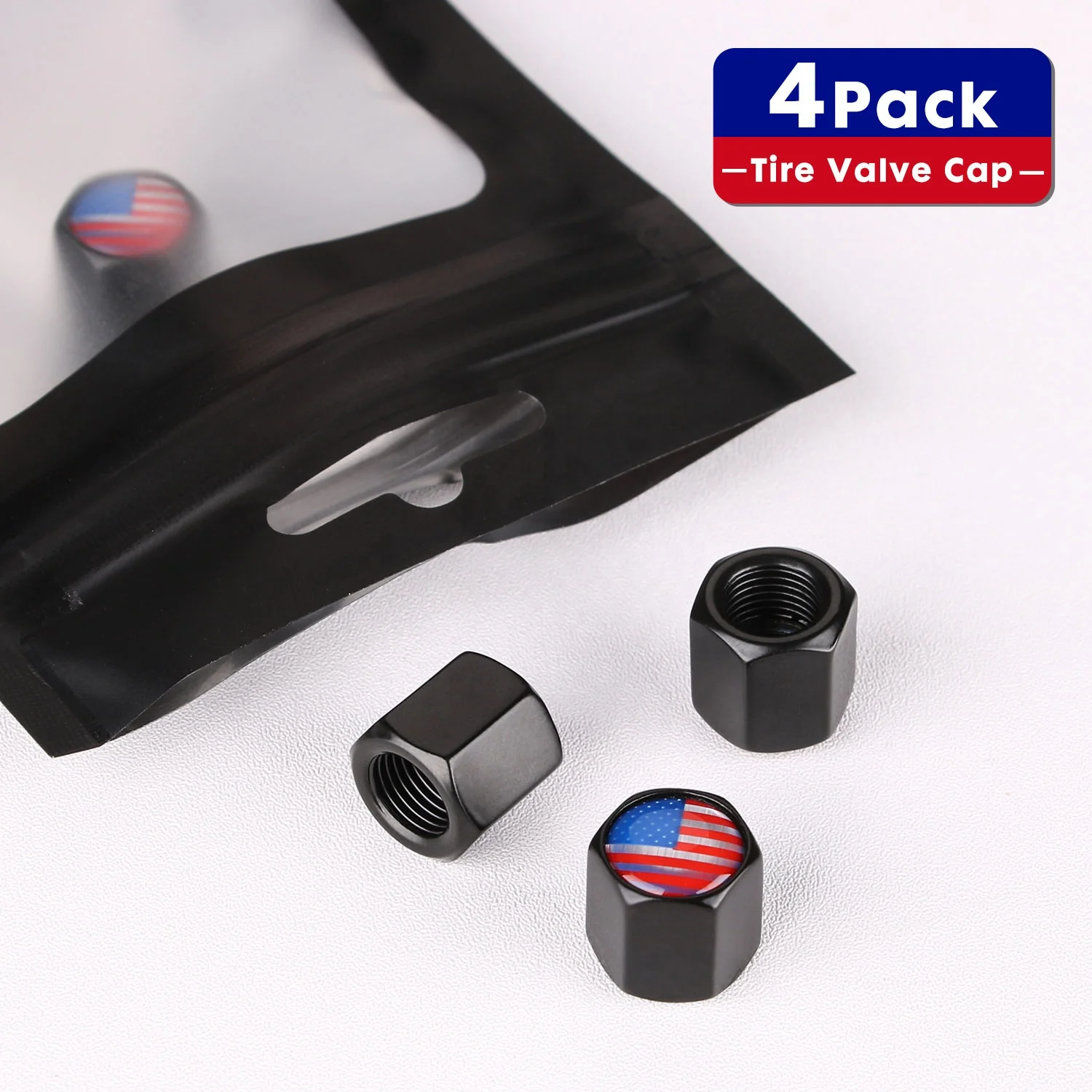 4x Plastic Tyre Valve Dust Caps With Rubber Seal – Universal Fit For Car, Bike – Easy Install