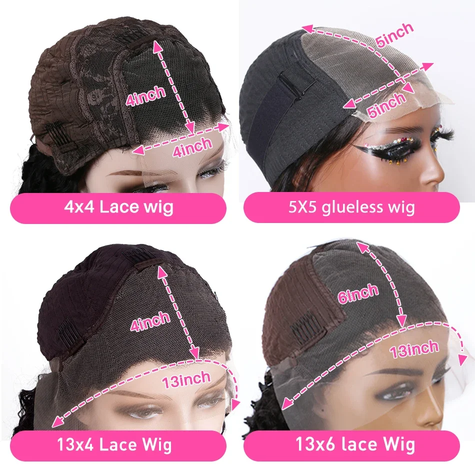 Parrucca frontale trasparente con onde profonde e sciolte da night club, HD Lace Water Curly Human Hair, chiusura in pizzo 5x5, per donne_voghion.com