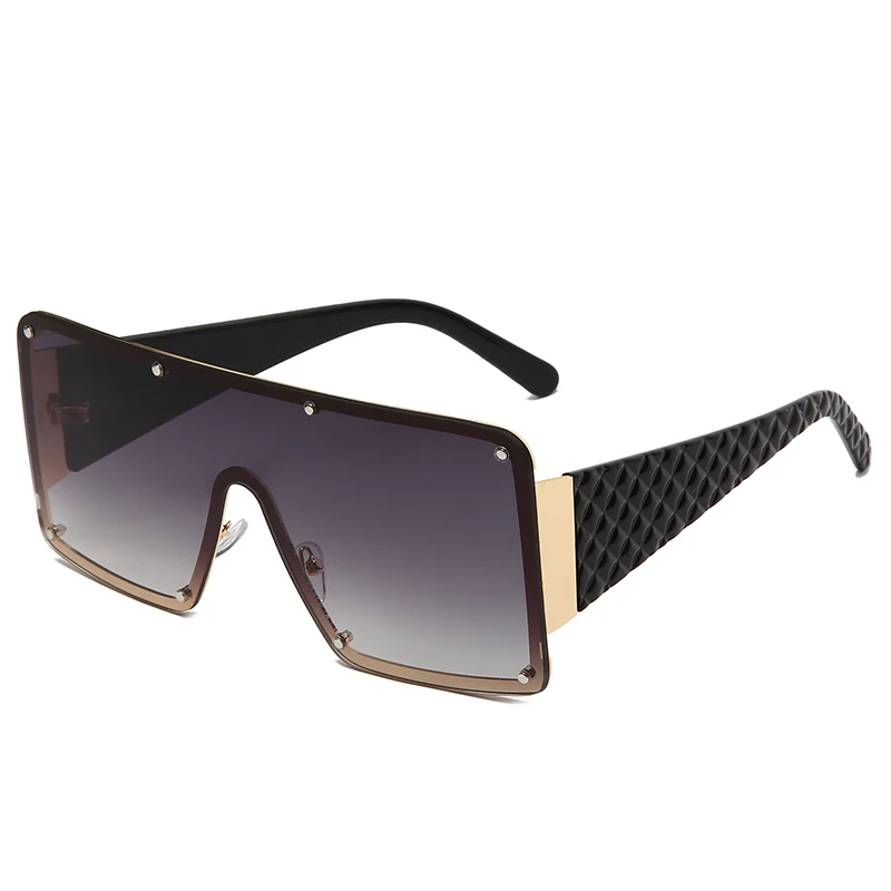 NWOGLSS 58287 Colorful Metal Square Oversized Fashion Conjoined Sunglasses aperçu 16