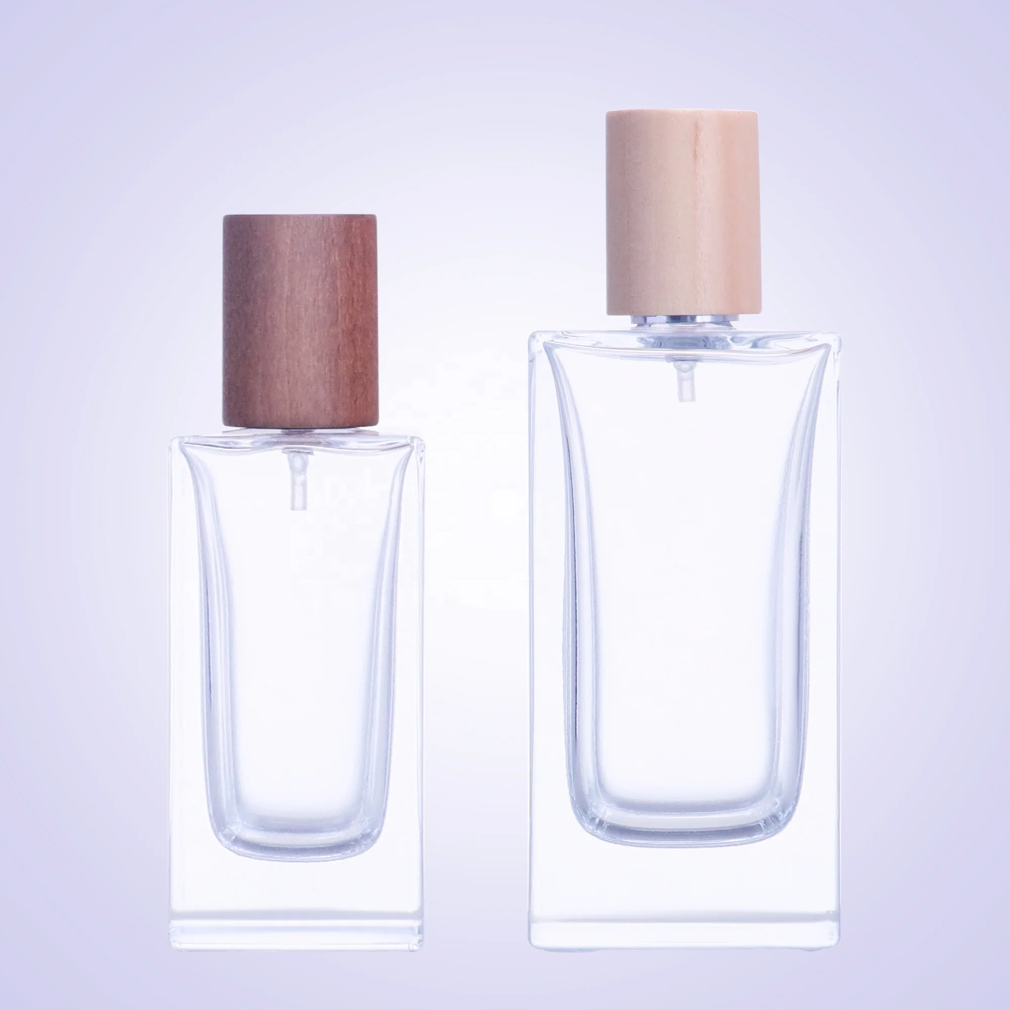 Простая стеклянная Пустая многоразовая парфюмерная бутылка 30 мл 50 мл 100 мл с деревянной крышкой