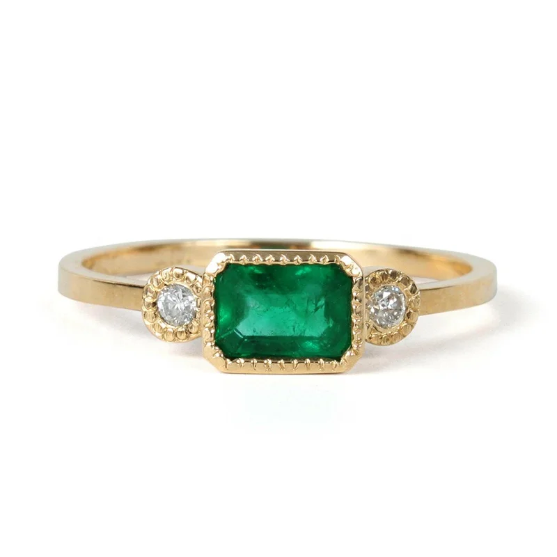 Yellow Gold Plating Jewelry Square Shape Emerald Dainty Design Ring In ...