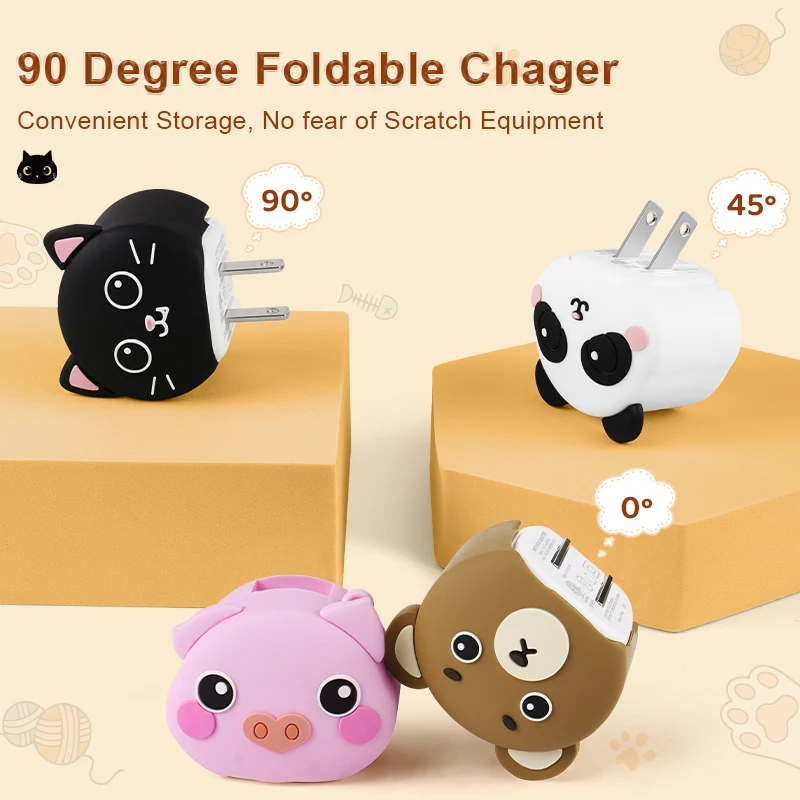 Personalized Custom Wall Charger Panda Design Animal Cute Mini 12W 20W Keychain Phone USB a Power Wall Charger