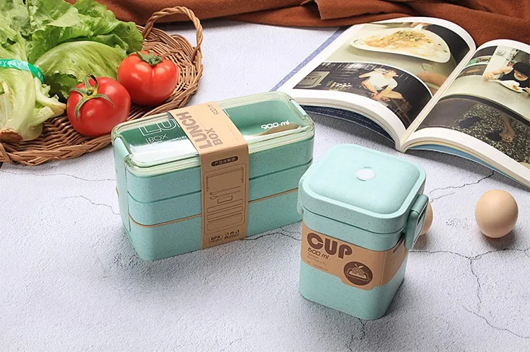 900ml 3 Layers Bento Box - Sustainable & Portable Lunch Set