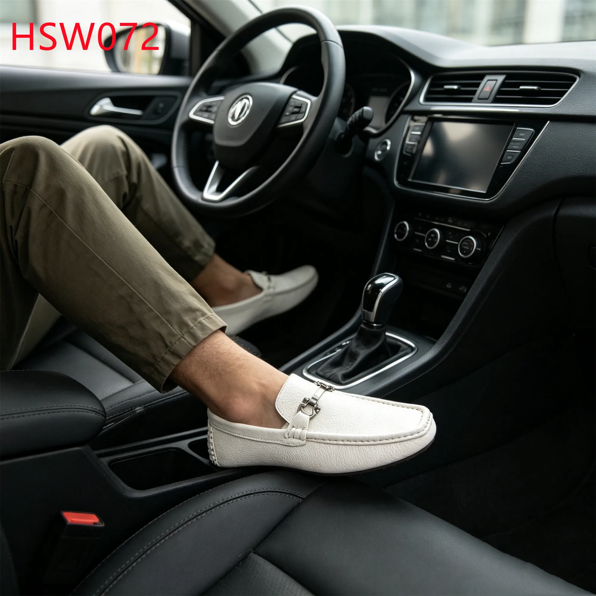 XYM,Europe Top-level Embossed Leather Handmade Loafer Shoes Holiday Trip Pull-on Style Hua Singh White Moccasin Shoes HSW072