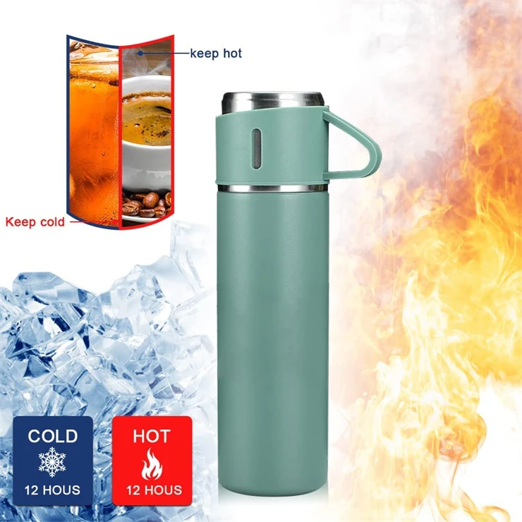 Vacuum Flask Set 3 Cups Insulated Water Bottle Travel Coffee Mug Stainless Steel Vacuum Flask Coffee Cups Water Flask  Drinks