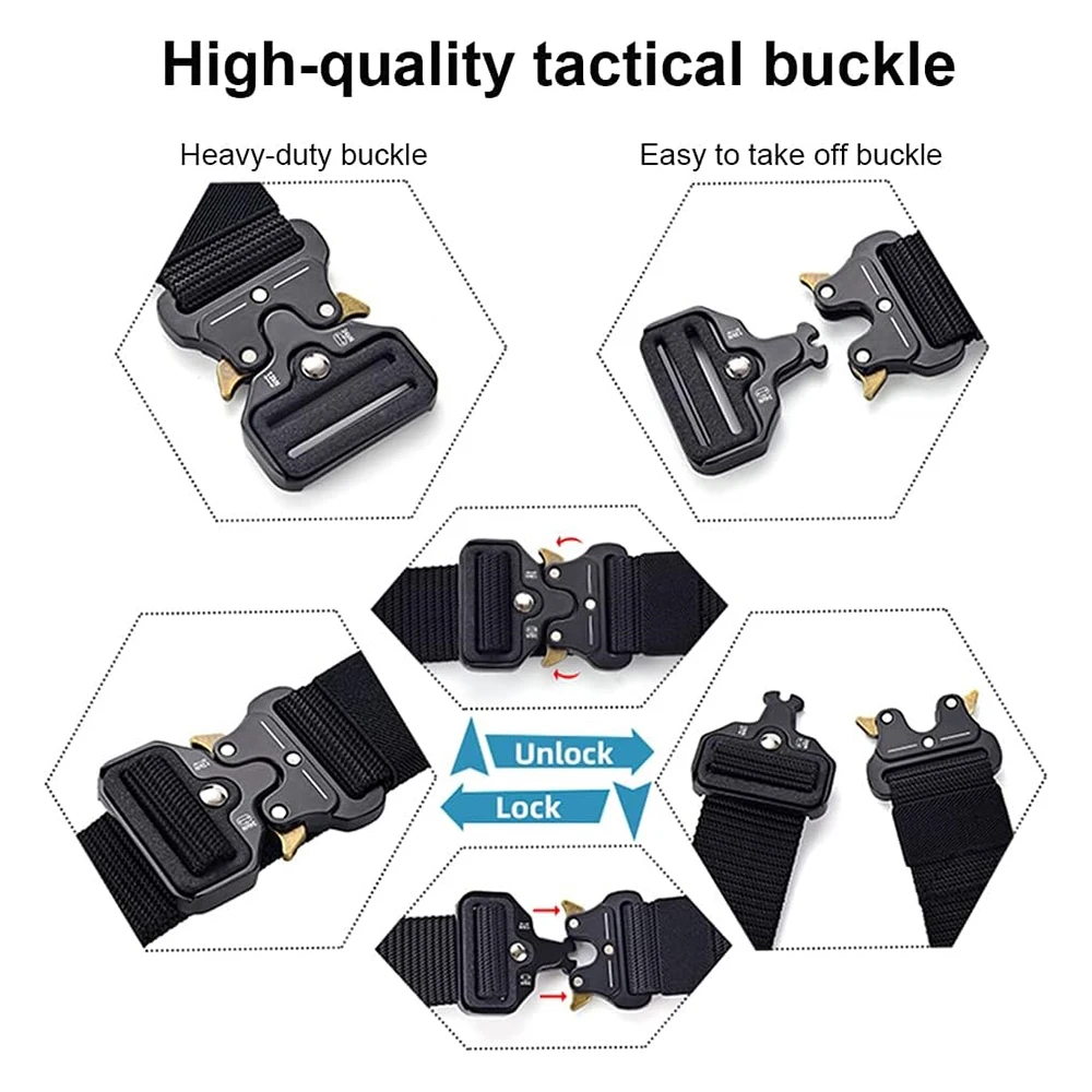Training Durable Tactical Quick Release Metal Buckle Belt Wear-resistant Heavy Duty Nylon Riggers Belts
