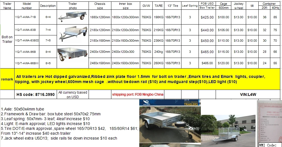 8x5 4x6 5x7 3x5 4x7 Aluminium Ramp Cage Box Utility ATV Trailer