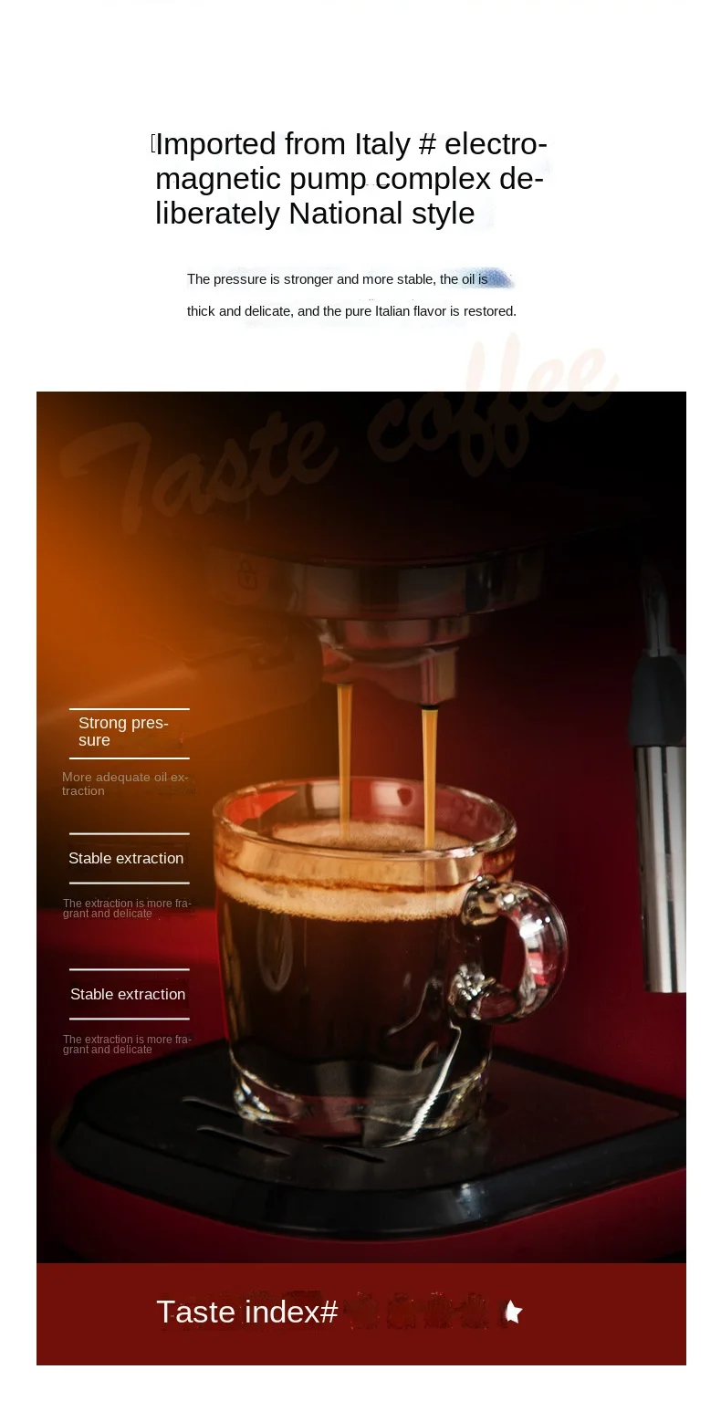 New Italian Coffee Machine Household Semi Automatic Latte art steam coffee machine milk frother