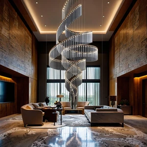 Modern Luxury Designer Ceiling Light Large Rotating Crystal Strip Artistic Irregular Glass Home Villa Duplex Pendant Chandelier