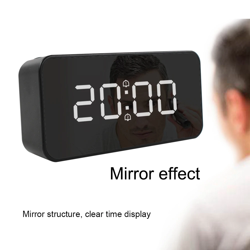 Digital LED Alarm Clock Mirror Electronic Table Watches Home Living Room Modern Design Automatic Backlight Alarm Clock