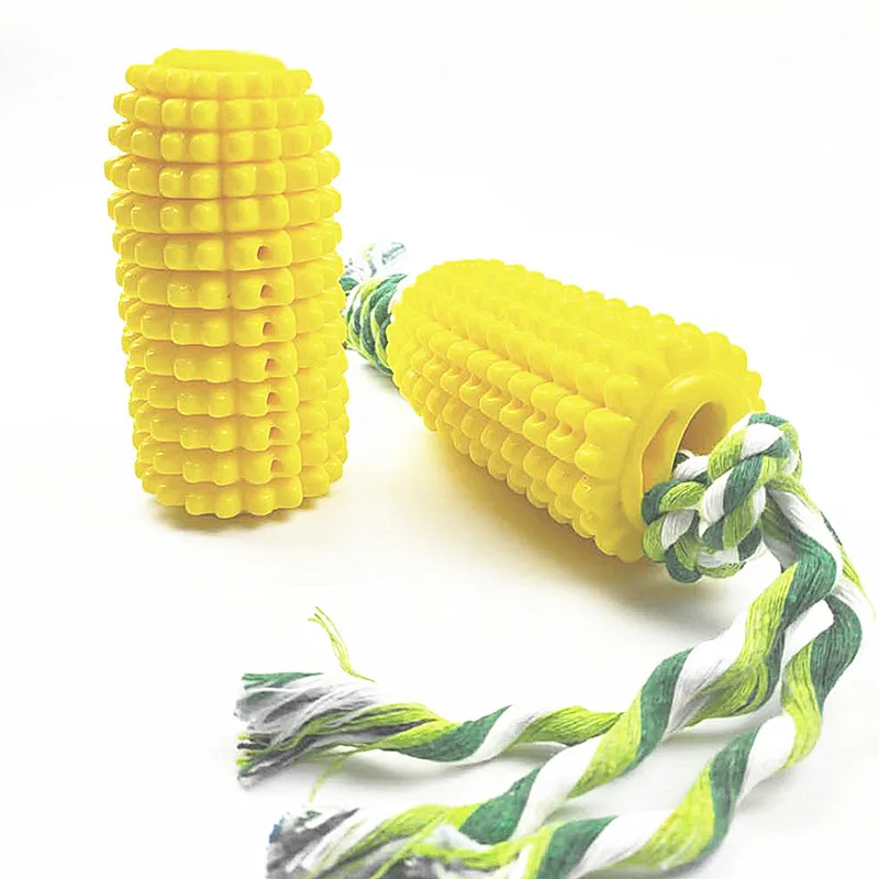 New Pet Teething Toy Tpr Corn Teething Rod Hot Selling Bite-Resistant Pet Rope Knot Toy