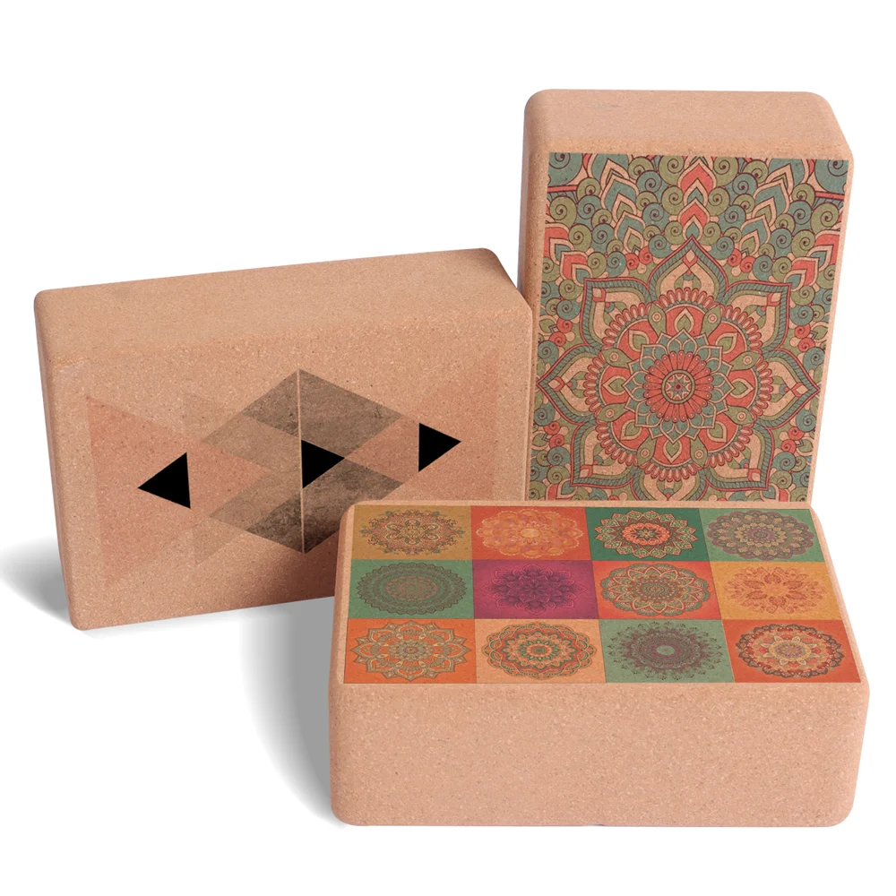 Цветная печать, устойчивый пробковый блок для йоги, обеспечивает лучшую поддержку, баланс и Нескользящие кирпичи для йоги