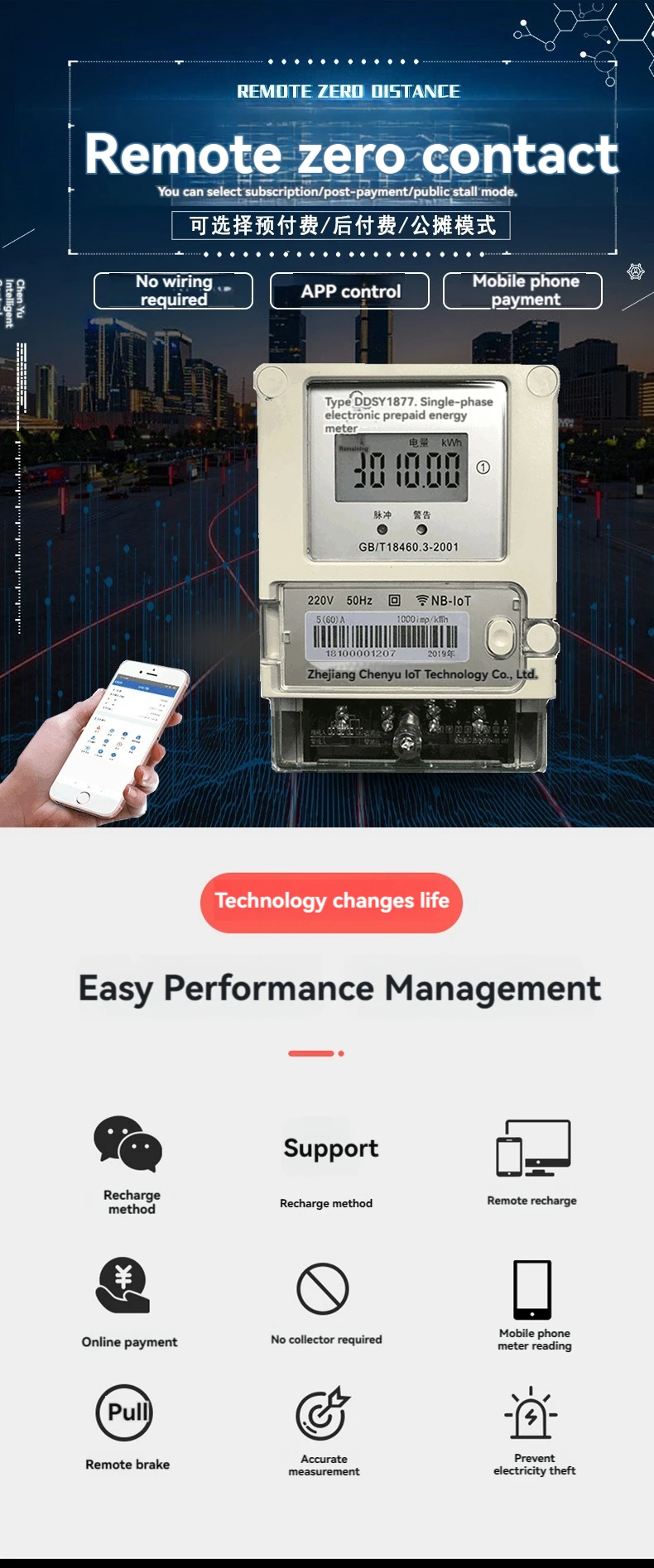 G Single Phase Suspension Smart Electricity Meter For Rental House And Apartamemt Ddsy