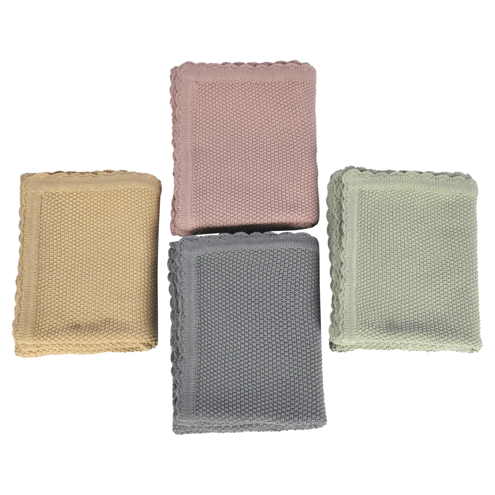 IVY Golden Supplier Baby Receiving Blanket Newborn Plain Knitted Baby Swaddle Cotton Cable Knit Baby Blanket factory