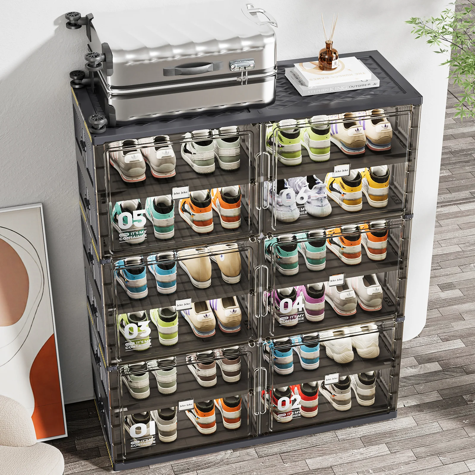 Jeko&Jeko Customized Logo Living Room Furniture Shoe Rack Cabinet Plastic  Shoe Storage Cabinet