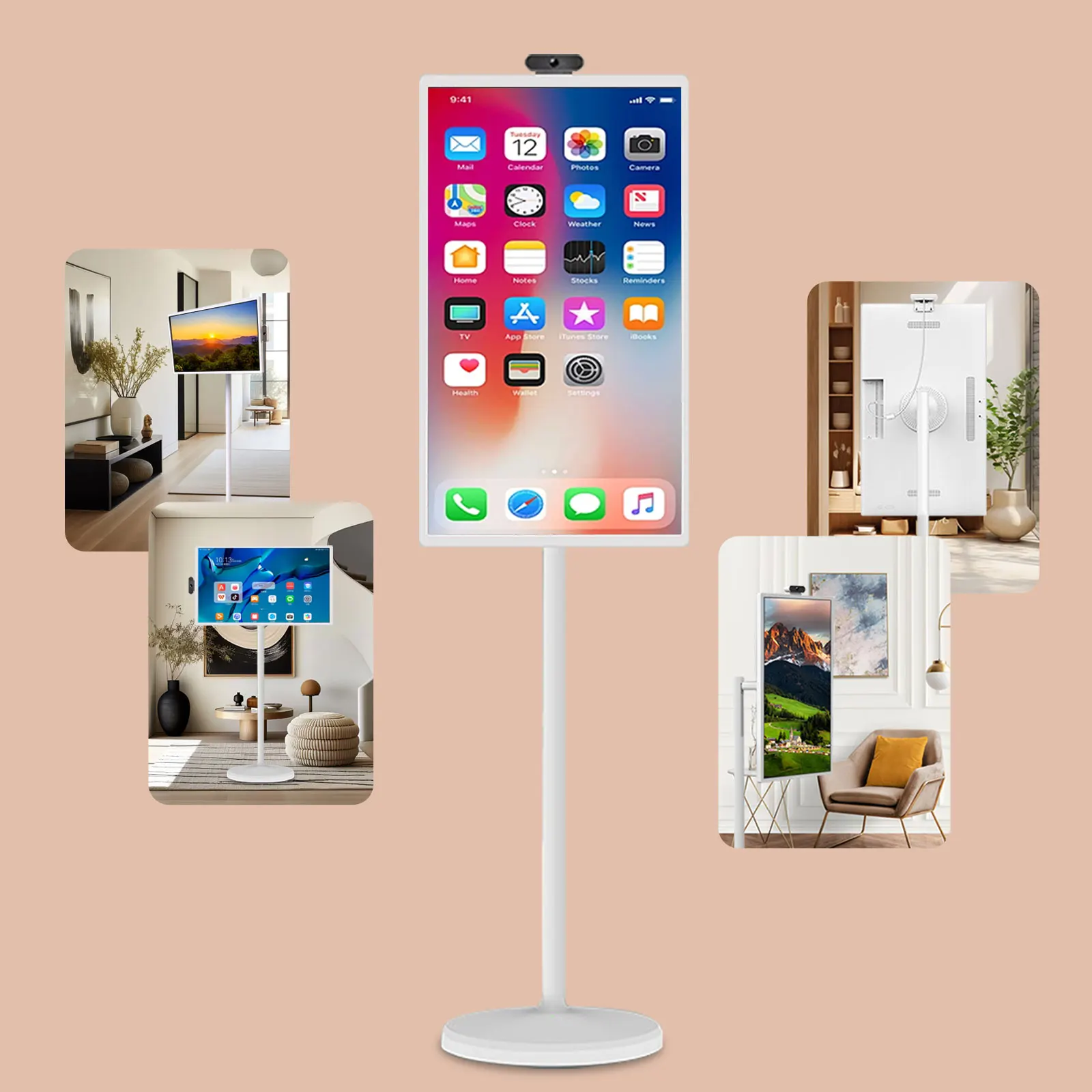 21.5 Inch HD Android Smart Screen Wireless Monitor Interactive Touch LCD Display With Built-in Battery Moveable Stand