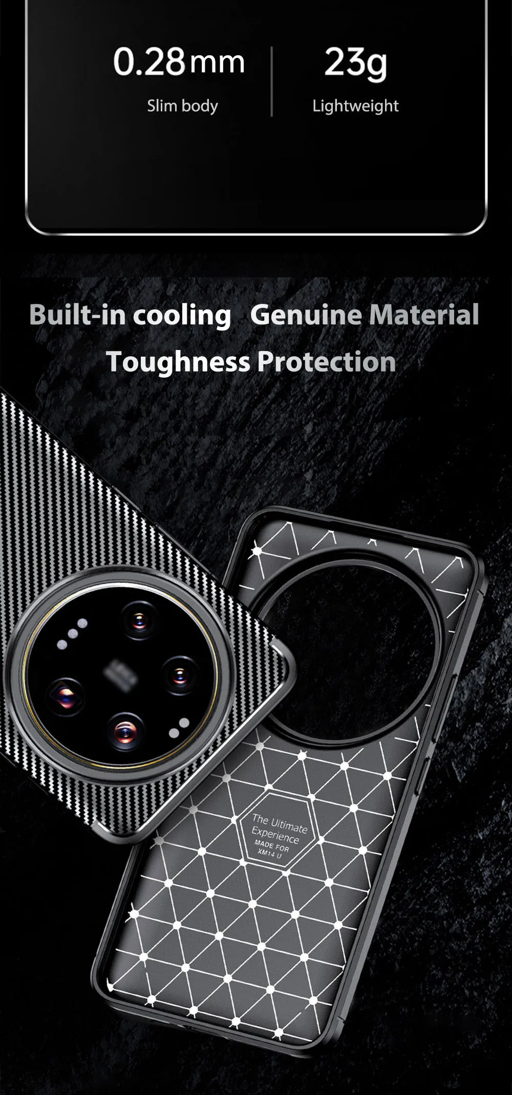 product soft case for xiaomi 14 pro ultra carbon fiber texture phone simple  drop resistant anti fingerprint wls86 wlons-5