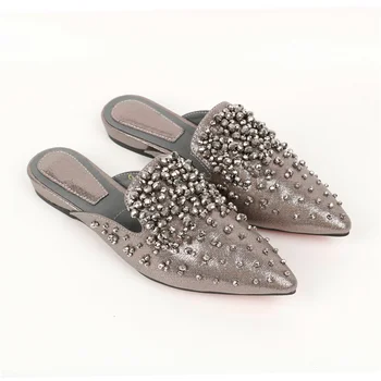 BOBNINI new design plus size Outdoor flat shoes pointed head Rhinestone