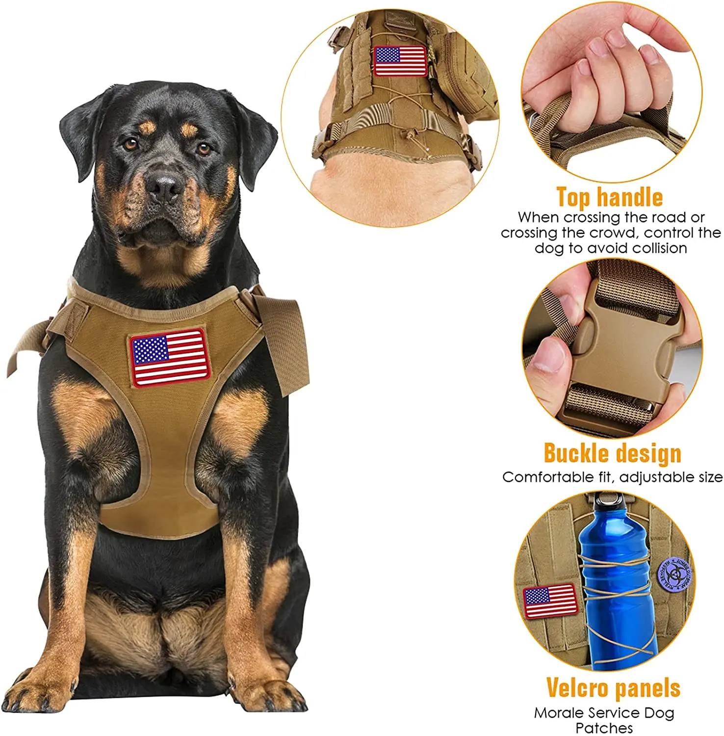 2021amazon Best Selling Dog Vest Collar Leash With Molle Pouch And