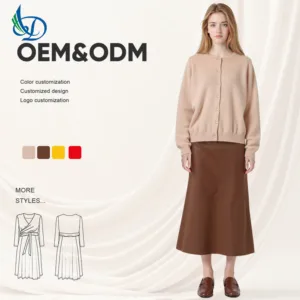 Exquisite and Elegant Women's Wool Knitted Sweater with Retro Round Neck Long Sleeved Design