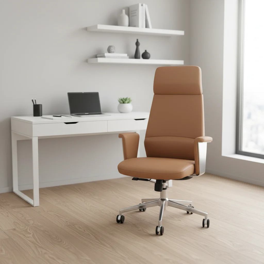 Luxury Headrest Executive Chair PU Leather Armrests Telescopic Height Adjustment Office Upgrade 6