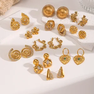 MW Fashion Diamond Stud Earrings Jewelry Women Stainless Steel Flower Geometric Starfish Beach Studs Earrings Jewelry Gift