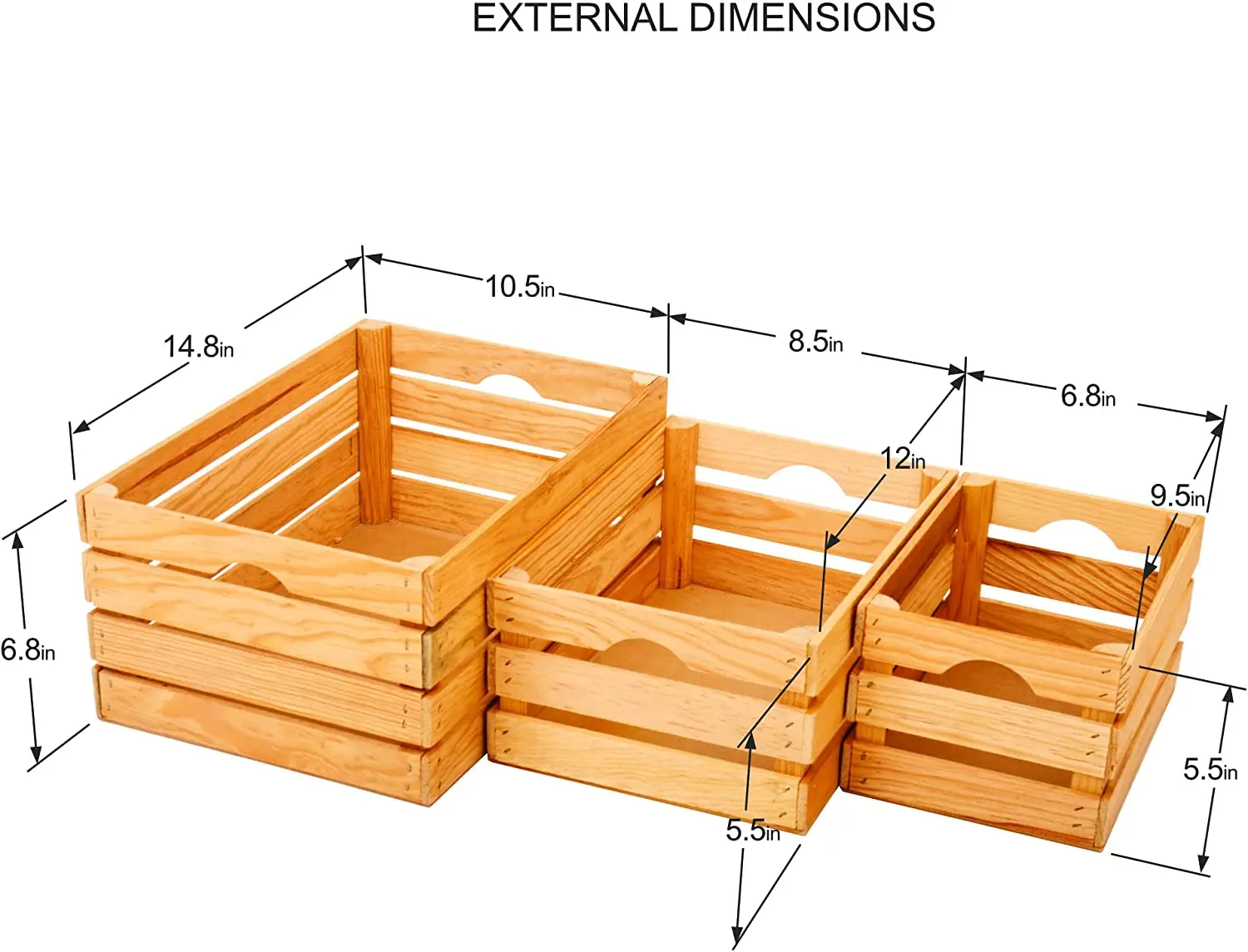 Wholesale Farmhouse Style Decor Rustic Unfinished Nesting Wood Crates